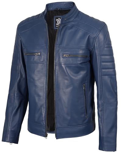 Blingsoul Real Lambskin Men's Leather Jackets - Cafe Racer Style Premium Leather Jacket Men