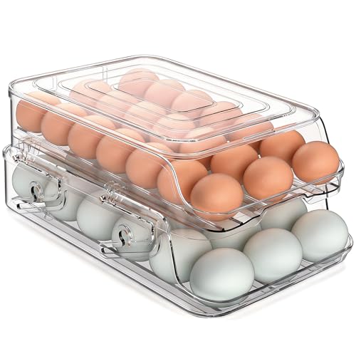 Egg-Holder-for-Fridge-Foldable-Automatic-Rolling-Egg-Container-for-Refrigerator-A-Space-Saving-Foldable-Egg-Storage-Box-That-Can-Be-Easily-Disassembled-and-Cleaned-Clear-Plastic-Egg-Dispenser Egg Holder for Fridge, Foldable Automatic Rolling Egg Container for Refrigerator, A Space-Saving Foldable Egg Storage Box That Can Be Easily Disassembled and Cleaned, Clear Plastic Egg Dispenser - Image 1