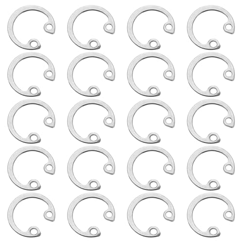 uxcell 100Pcs 13mm Internal Retaining Ring Circlip, 304 Stainless Steel Internal Circlip Snap Rings C-Clips GB893 for Grooved Shafts Studs, Silver Tone
