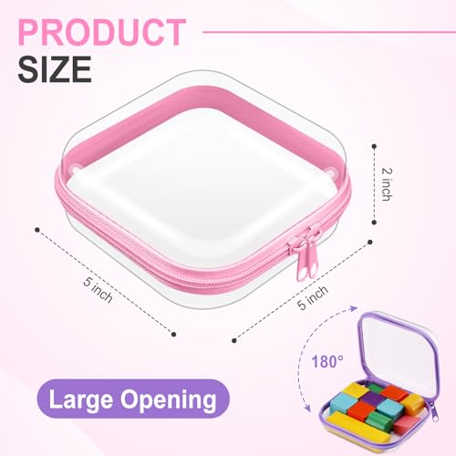 Image of Hoolerry 4 Pcs Hard Clear Zipper Case Makeup Bags Plastic Zipper Pouch Transparent Storage Box Containers for Cosmetics, Snacks, Building Blocks, Puzzles(Clear,5 x 5 x 2 in,Multicolor)