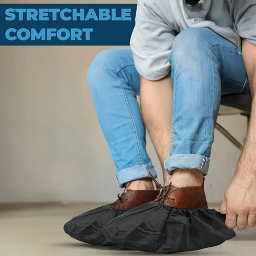Image of Blue Shoe Guys Reusable Waterproof Shoe Covers - 4 Pack (2 Pairs) - Rain Boot Covers for Men & Women - Durable, Washable, Non-Slip Overshoes for Indoor & Outdoor Protection