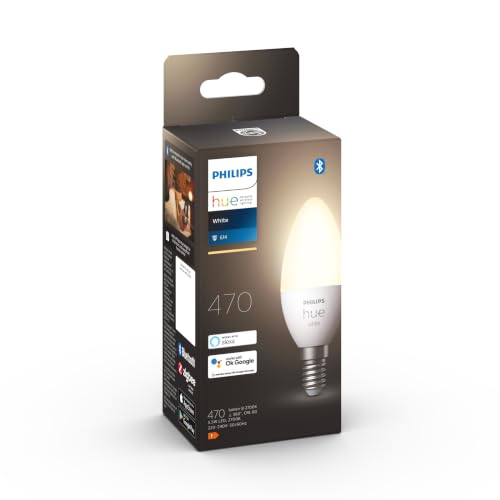 Philips Philips Hue White, ampoule LED Connectée flamme E14, Compatible Bluetooth, fonctionne avec Alexa, Google Assistant et Apple Homekit