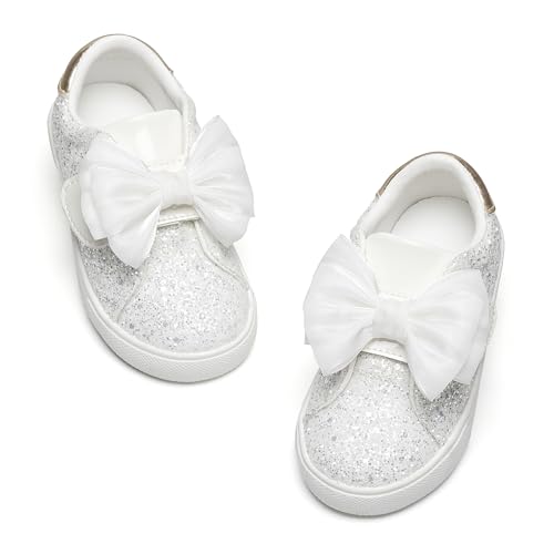 GINFIVE Toddler Girls Slip On Sneakers Glitter Tennis Shoes White 8M by GINFIVE - Used condition - US$13.71