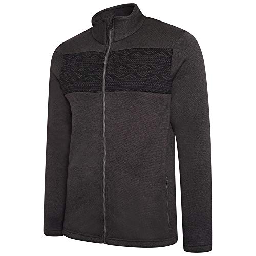 Inclose Full Length Inner Zip Chin Guard Knit Effect Sweater Maglieria XXL uomo grigio ebano