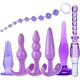 Soft Silicone Beads Anales Trainer Set Butt Pugs Toys Anales Trainer Kit for Men Women Body Relaxing, Flexible Smooth Beads Anales Toys Beginner Trainer Set ALSFKM7YD (Purple)
