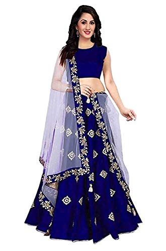 Sojitra Enterprise Women's Silk Semi stitched Lehenga Choli (Piludi NR_Blue_Free Size) Sojitra Enterprise Women's Silk Semi stitched Lehenga Choli (Piludi NR_Blue_Free Size)