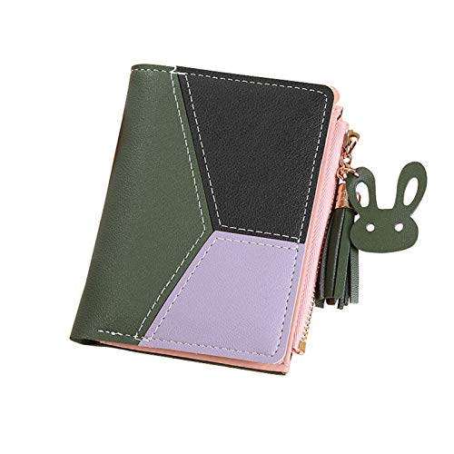 pedkit Mulheres Carteira Curta PU Couro Emenda Zipper Borla Titular do Cartão Bolsa Moeda Na Moda Ca