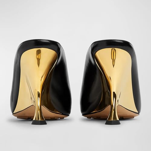 Vertundy Wedge Heels Mules For Women Pointed Closed Toe Backless Metallic Leather High-Heeled Sandals Slip On Bridal Wedding Mule Pumps2