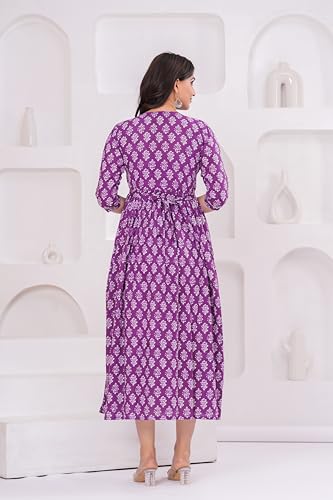 Image of JAIPURFAME Stylish Women's Pure Cotton All Over Printed Kurti Gown, Maternity Dress, and Feeding Dress - Comfortable and Elegant Maternity Wear for Women