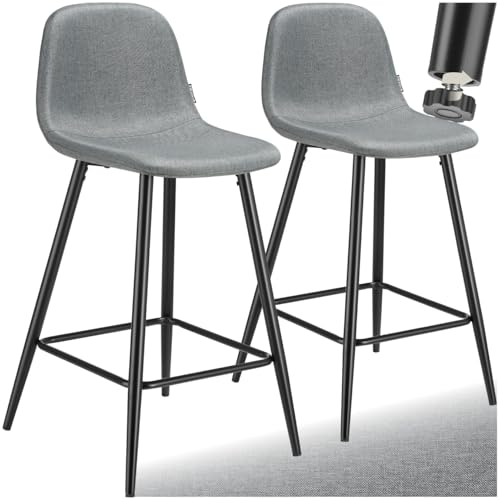 tectake® Lot de 2 Tabouret Bar en Tissu Chaise de Bar avec Repose-Pieds Chaise Haute Cuisine pour îlot Central H92cm Rembourrée avec Dossier Tabouret Haut...