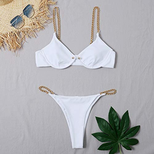 YANYUESHOP Micro Chaîne Bikini Ensemble Halter Maillots De Bain Femmes Évider Maillot De Bain Femme Baigneurs Deux Pièces Haute Cou