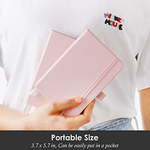 NIRMIRO A6 Small Notebook Notepad Pocket Size, 3 Pack Mini Pink Notebook Journal Bulk for Women Travel Writing Note Taking, 100Gsm Lined Paper Pocket Note Pad with Pen Loop, Ribbon