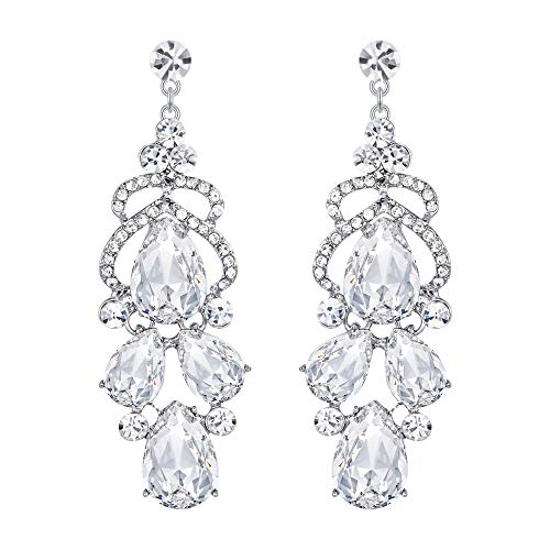 EVER FAITH Women's Wedding Bride Bridesmaid Jewelry Crystal Teardrop Pierced ...
