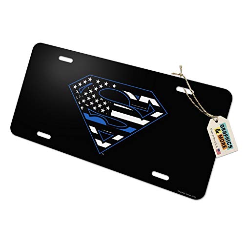 GRAPHICS & MORE Superman Thin Blue Line Flag Shield Logo Novelty Metal Vanity Tag License Plate