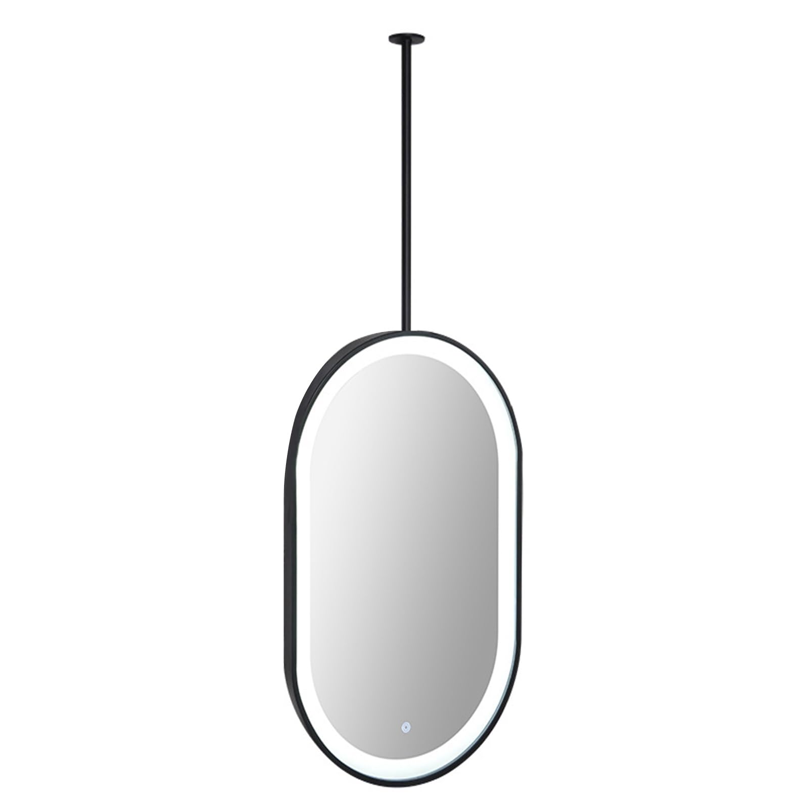 Miroir LED pour montage au plafond ovale noir de salle de bain 50x60