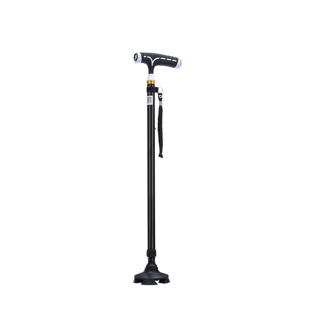 Andador para Ancianos,Bastón Bastón - Base de 4 Patas, con Luces Altura Ajustable Telescópico Aluminio Discapacidad Ayuda médica Ancianos Antideslizantes Muletas Mango de Masaje Muletas pleg