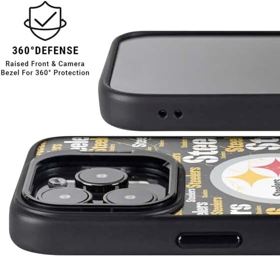 Skinit Kickstand Phone Case Compatible with iPhone 14 Pro Max - Officially Licensed NFL Pittsburgh Steelers Black Blast Design