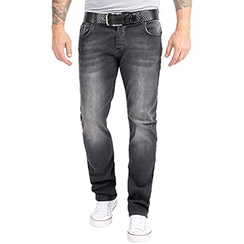 Rock Creek Vaqueros para hombre, corte regular, elásticos, lavados a la piedra Cover