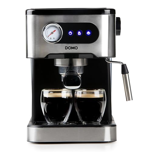 DOMO DO1138K Machine Expresso avec Manomètre - 20 bar - Machine à Expresso avec Buse à Mousse de Lait - Argent/Noir – Image 6