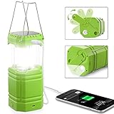 LED Camping Lantern Flashlight, Rechargeable Solar Hand Crank Camp Lights,Emergency 3000mAh Power Bank with USB Charger,Portable Collapsible Survival Lamp for Tent Home Power Failure Outdoor Hurricane