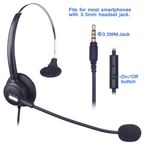 Xintronics Cuffie Telefono Cellulare Mono, Microfono a Cancellazione del Rumore, Auricolare 3,5 mm per iPhone Samsung Huawei Blackberry HTC ZTE LG Cellulari e Smartphone(X103-35M1)