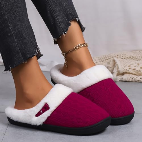 Women's Slip on Fuzzy House Slippers Memory Foam Slippers Scuff Outdoor Indoor Warm Plush Bedroom Shoes Faux Fur Lining House Shoes for Women2