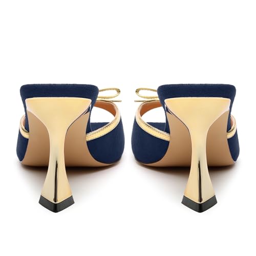 Square Toe Stilettos - Slip-On Heeled Sandals with Bow Accent, Dressy Work to Party Shoes for Women, Daily Occasion High Heels4