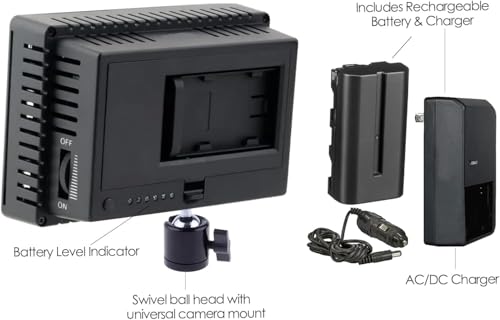 Image of 100W Rechargeable LED Video Light Compatible with Sony Alpha 6700 - 160 LED Panel, Dimmable 5600K-3200K, 900 Lux, Battery & Rapid Charger Included - Lightweight On-Camera Lighting Kit