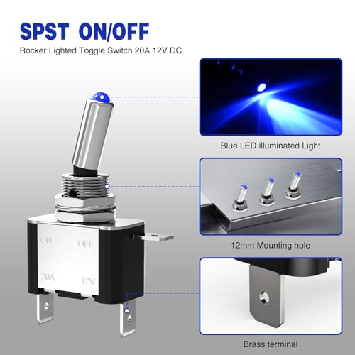Image of Nilight 3PCS Blue LED Toggle Switch 12V 20A 3 Pin 2 Position ON Off SPS
