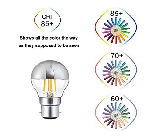 Vintage Retro Antique LED Filament Bulb G45 4W LED Light Bulb, Silver Bowl Tipped, B22 Base, Soft Warm White 2700K - Image 2
