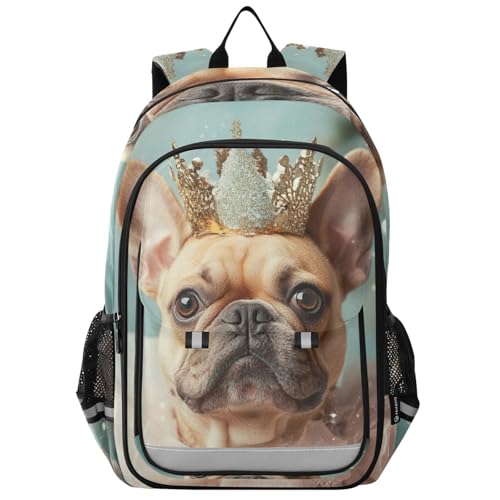 ALAZA French Bulldog Dog Cute Dog Dressed Up School Backpacks Reflective Safety Backpack