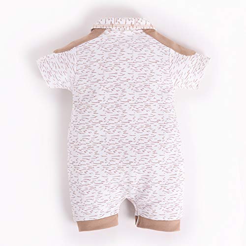 Image of BABY GO Baby Boys & Baby Girls Cotton Romper | Half Sleeve Polo Collar Jumpsuit | Newborn Infant Summer Outfit with Button Closure | Soft Breathable Playsuit | Stylish Print One Piece Dress