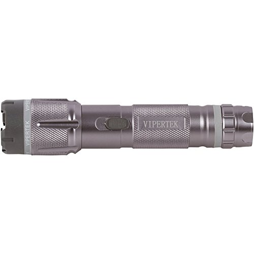 VIPERTEK VTS-T03 Aluminum Stun Gun for Self Defense Rechargeable with LED Flashlight: GRAY