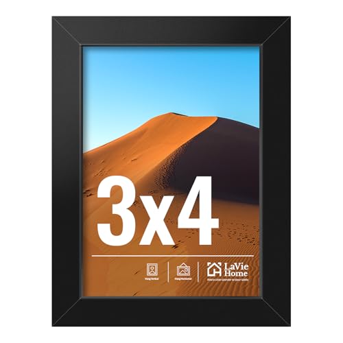 Image of LaVie Home 3x4 Picture Frame for Wall Display, 3x4 Black Picture Frame with HD Plexiglas, 3 x 4 Frame 1 Pack, Display Frame for Vertical or Horizontal, Classic Collection