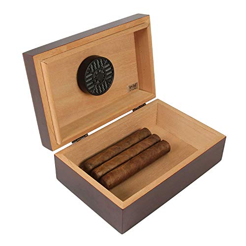 Quality Importers Trading Traveler 10 Mahogany Travel Humidor for 10 Cigars, SureSeal Lid Technology, 1 Round Humidifier, Mahogany Finish