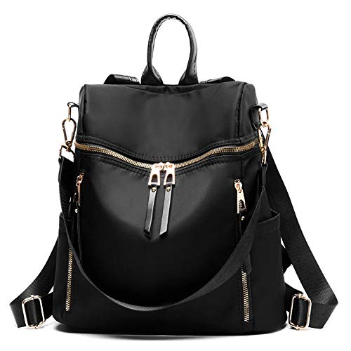 Sac à dos pour femme en nylon imperméable grand format et léger noir