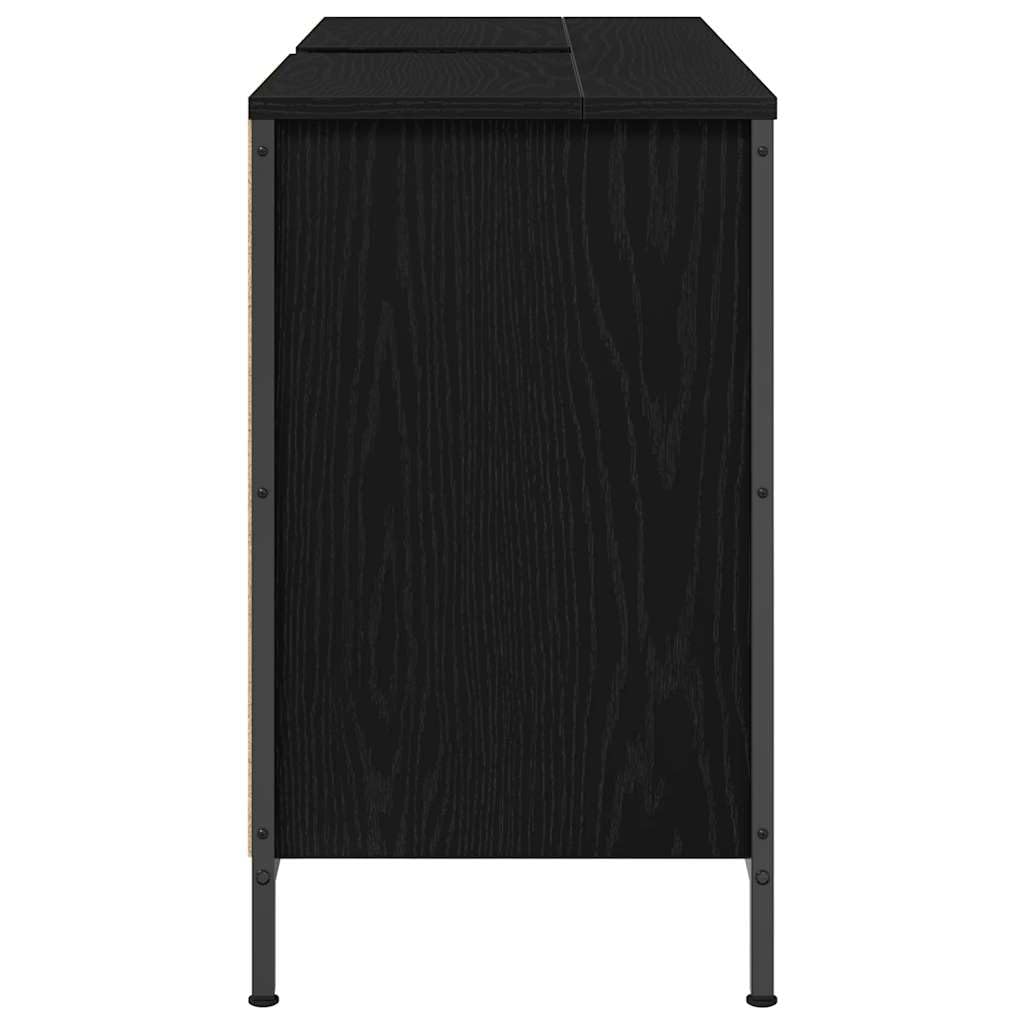 Meuble lavabo avec tiroirs chêne noir 90 x 34,5 x 60 cm