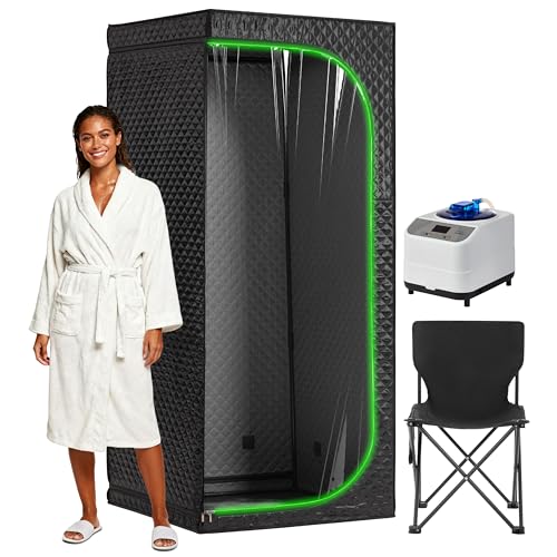RRGFB Steam Sauna Tent for Home with Transparent Door, Portable Indoor Sauna with Powerful Steam Heating, Foldable Personal Spa for Relaxation (Single Rectangular,Black)