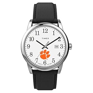 Timex Tribute Men’s Collegiate Easy Reader 38mm Watch – Clemson Tigers with Black Leather Strap