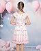 Sunny Fashion Girls White Dress Pink Floral Butterfly Embroidery Flutter Sleeves Scalloped Hem Girl Wedding Party Dress Size 8