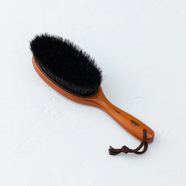Made in Japan IKEMOTO Finest Antistatic Clothes Brush for Suit & Coat - Professional Wooden Garment Care Duster with Horsehair & Pig Bristle Blend - Removes Hair Lint Dust & Pet Fur Effectively