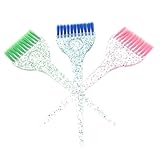 VILLCASE 3 Pinceles para Teñir el Cabello de Peluquería Mango de Cristal, Cerdas Suaves y Colores Rojo, Azul y Verde, Aplicadores Profesionales para Uso en Salón Casa, Herramientas