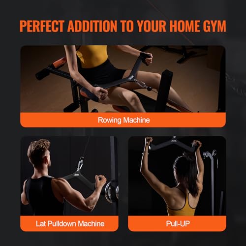 VEVOR Latzug-Aufsätze Rudergerät mit Kabelzug T-Stange V-Stange, 5-teilig, Trizeps-Zugstange, gummibeschichteter Griff für das Krafttraining am Rücken, Bizeps-Curl, Trizeps-Latzugstange Fitness-Studio