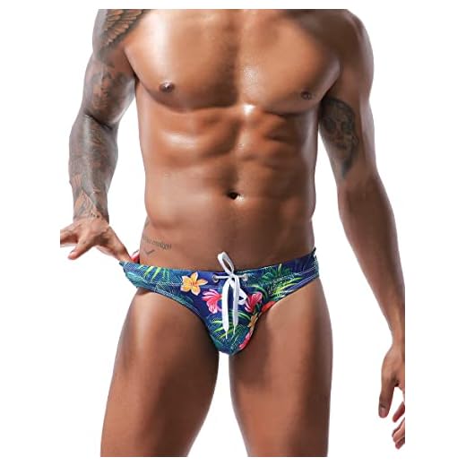 Arjen Kroos Slip de Bain Homme Sexy Maillot De Bain Taille Basse Short de Natation Sports Plage Swimming Trunks Élastique sous-Vêtements,Floral-M