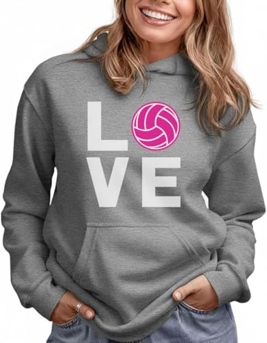 Tstars Volleyball Hoodie for Teen Girls and Women - Athletic Sports Pullover Gift for Players Coaches & Fans Small Gray