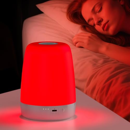 XKETA 670nm Red Night Light: Natural Promoting Melatonin for Faster Deeper Sleeping Bedroom - Specific Pure Light Sleep Lamp for Adults Kids Circadian Rhythm - 2H Timing Cordless Compact