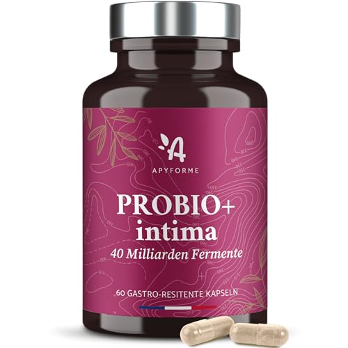 Apyforme - Bakterienstämme für Frauen - Bis zu 40 Milliarden KBE/Tag - 4 Lactobacillus-Stämme: Reuteri Rhamnosus Crispatus und Acidophilus - 60 Kapseln - Probio+ Intima