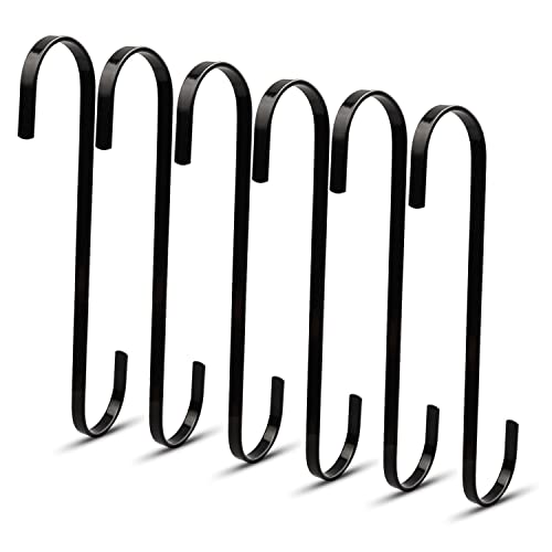 WJUAN 6 Piezas Ganchos en Forma de s de 20 cm, Ganchos de Cocina Aplicar para Colgar Ollas y Sartenes, Plantas, Ropa, Toallas en la Cocina, Dormitorio (Negro) Cover