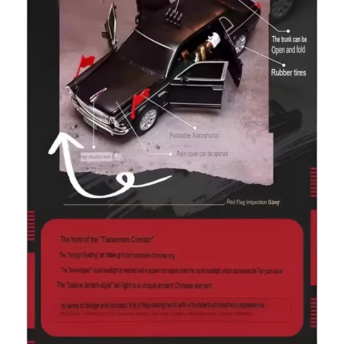 Image of 22 CM 1:24 Scale Hongqi Style Car Transformation Toy Figure for Kids - Manual Robot & Car 2-in-1 Action Toy, Large Size Non-Electric No Battery Required, Black Vehicle Toy, Boys Gift Age 5+