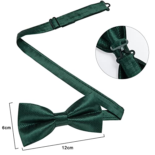 Image of DiBanGu Paisley Pre-Tied Bow Ties for Men Silk Adjustable Bowtie and Pocket Square Cufflinks for Wedding Party
